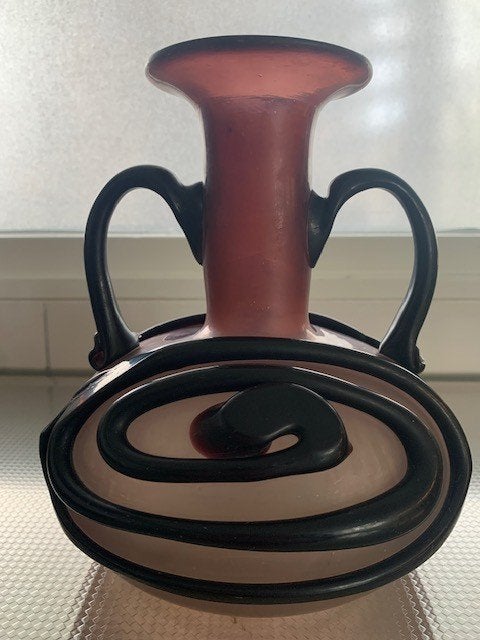antieke glazen vaas amphora vorm, Ophalen of Verzenden