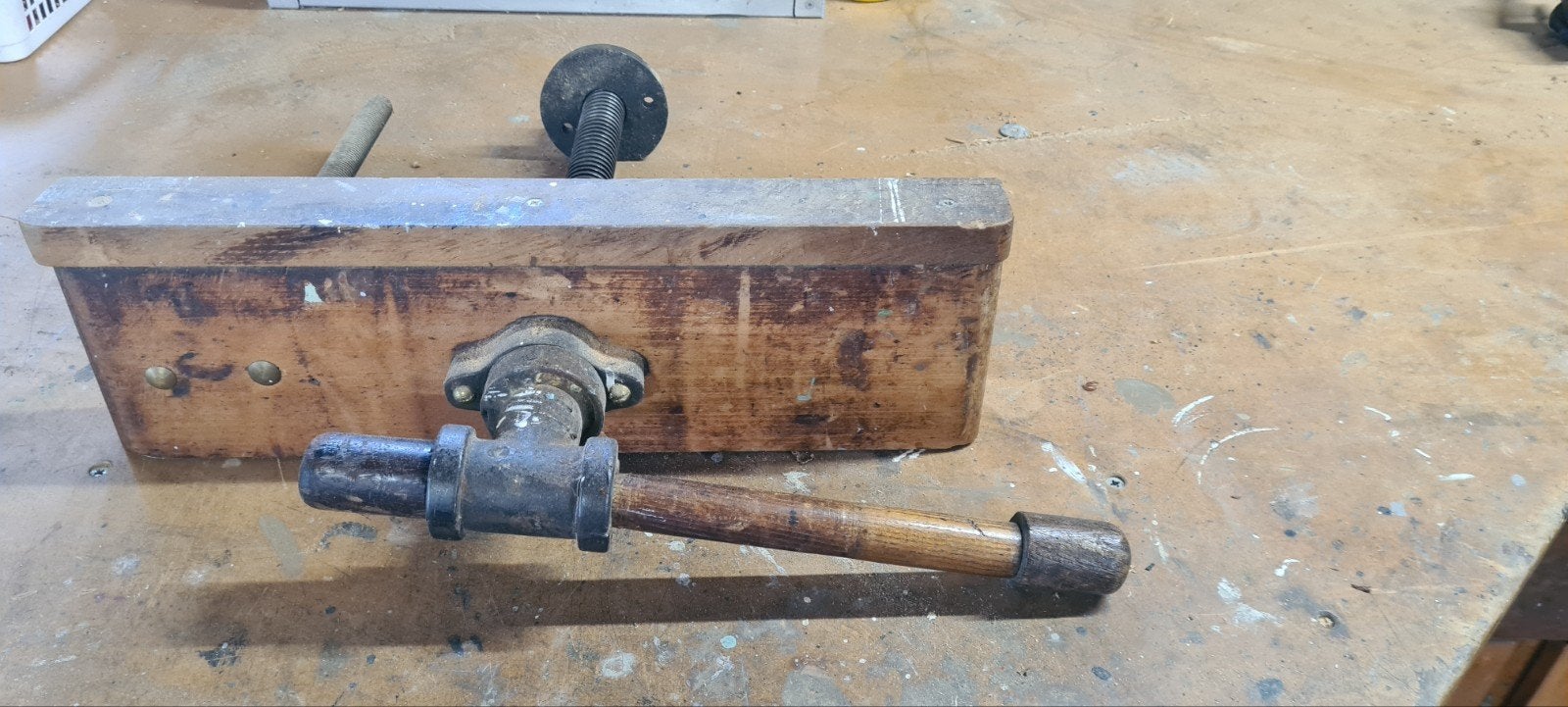 Houten bankschroef, Doe-het-zelf en Verbouw, Ophalen, Gebruikt, Minder dan 70 cm, Bankschroef