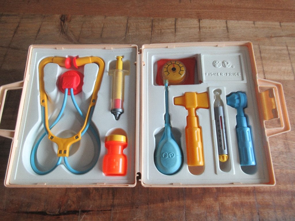 Fisher Price Vintage Medical Kuit dokterskoffer No. 936 1977, Kinderen en Baby's, Ophalen of Verzenden, Zo goed als nieuw, Speelset