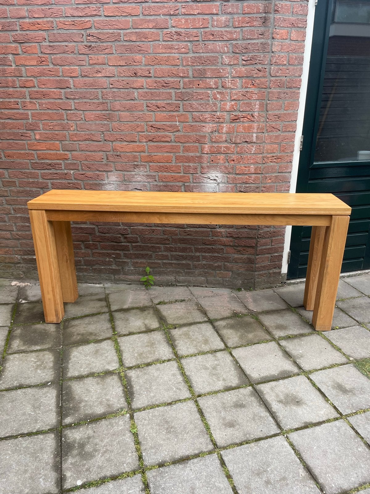 Nette en stevige houten sidetable / bijzet tafel, Ophalen, Gebruikt, 150 tot 200 cm, 25 tot 50 cm