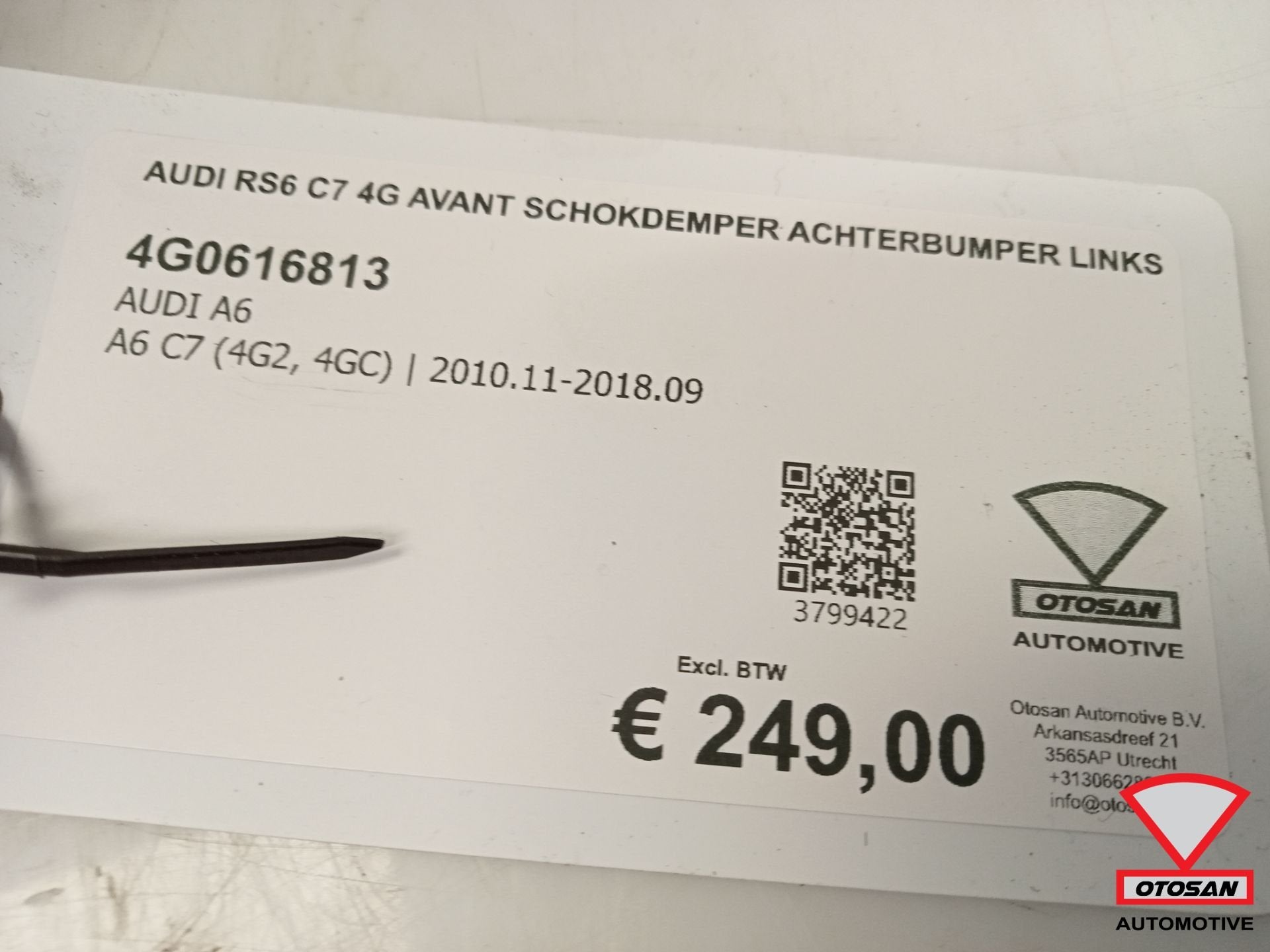 Audi RS6 C7 4G Avant Schokdemper Achterbumper L 4G0616813, Gebruikt, AUDI AG, Auto-Union-Strasse 1
85045  Ingolstadt, DE, Bumper