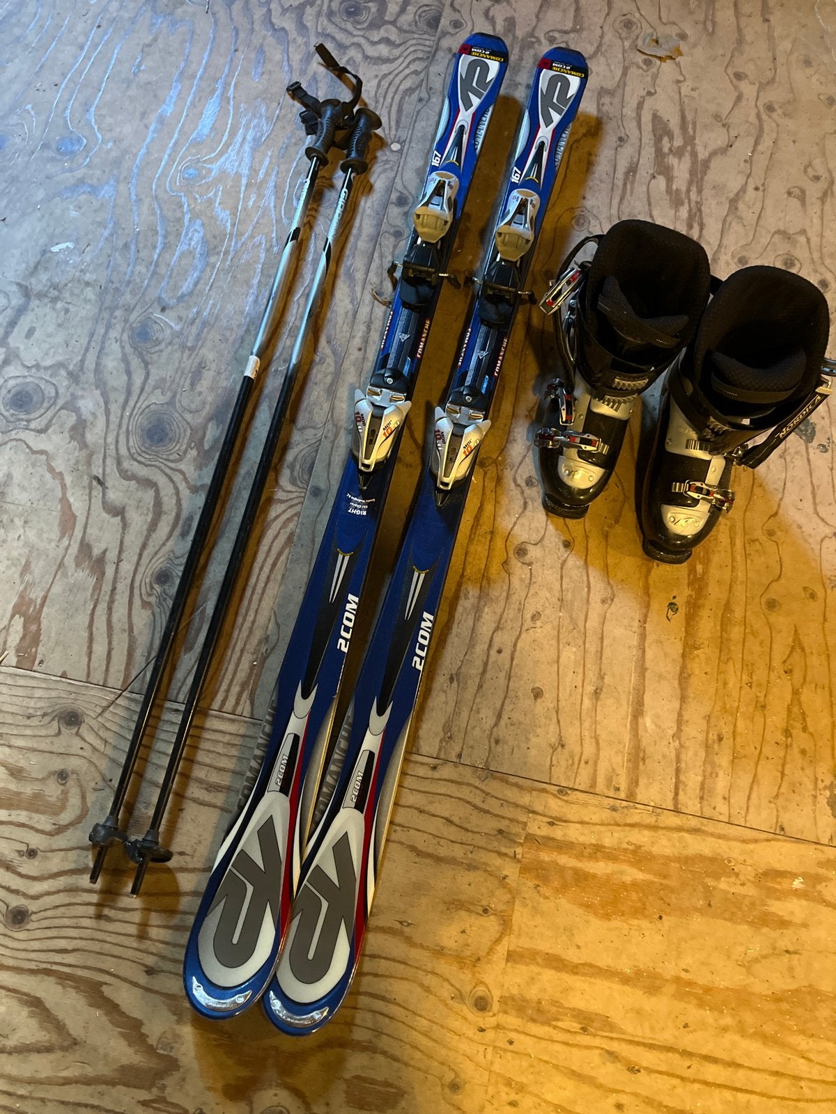Salomon ski's, Nordica schoenen (44) GI, Ophalen, 160 tot 180 cm, Gebruikt, Salomon