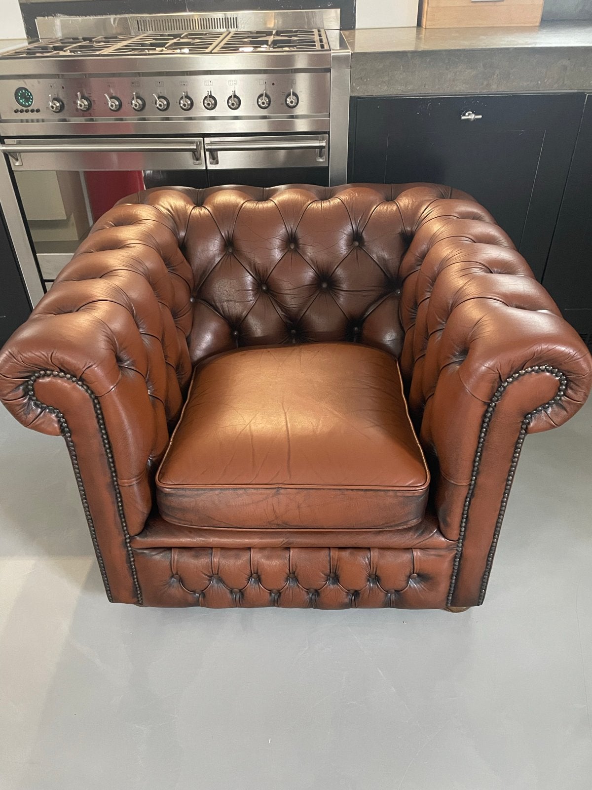 Luxe Chesterfield Fauteuil - Bruin Leer