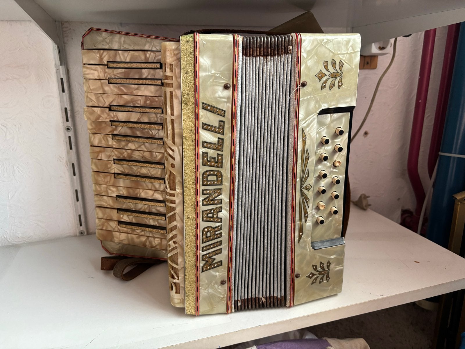 Mirandelli knopaccordeon - Vintage instrument, Gebruikt, Overige formaten, Knopaccordeon, Ophalen