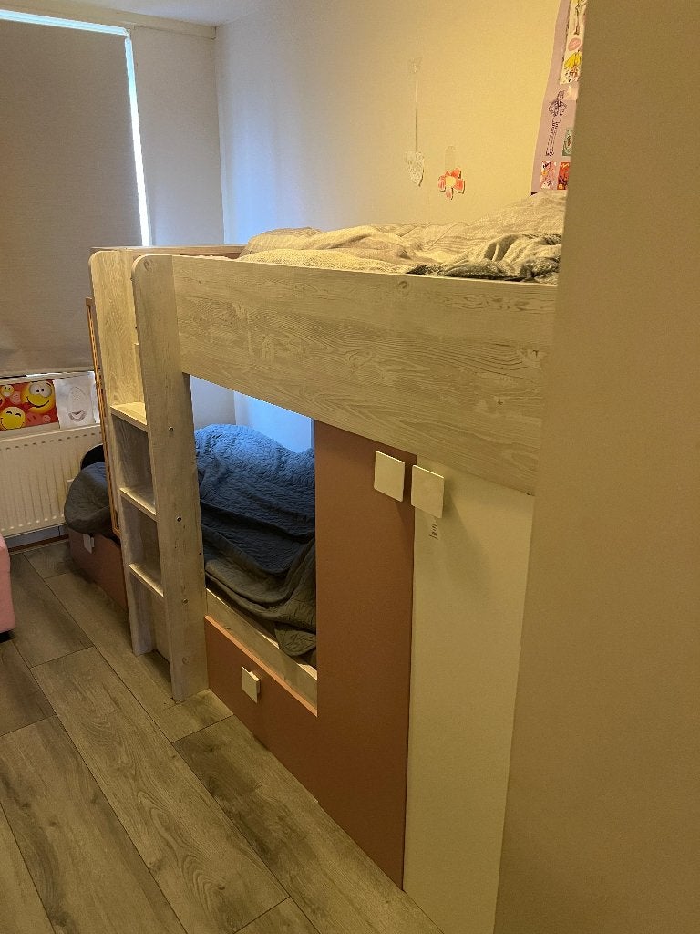 Stapelbed Maxim Antiek Roze- 90x200 cm, Ophalen, Gebruikt, 90 cm, Twijfelaar