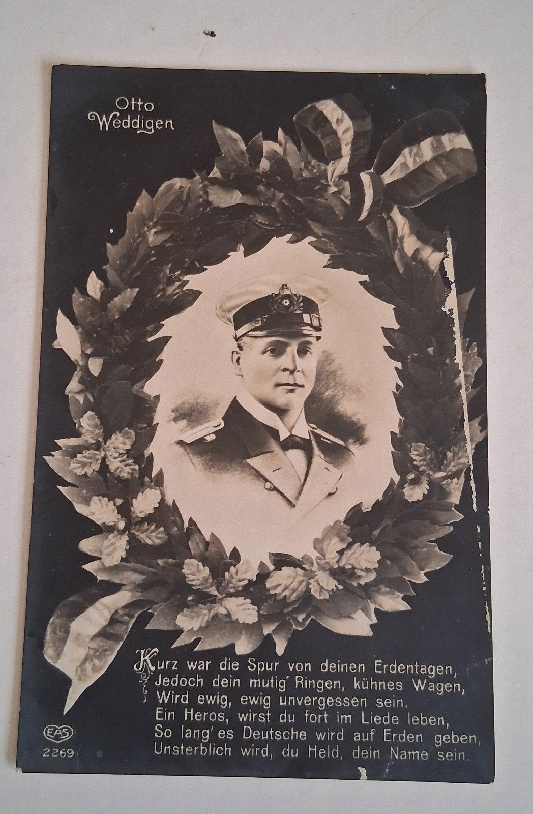 postkaart Otto Weddigen S.M.S. Baden, Ophalen of Verzenden, Voor 1920, Gelopen