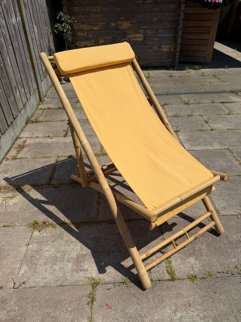 Bamboe ligstoel, Ophalen, Zo goed als nieuw, Overige materialen, Inklapbaar