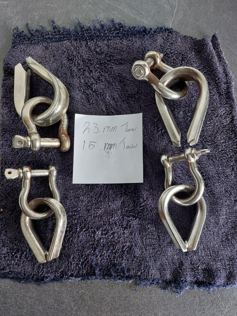 4  harpsluitingen+ touwkous RVS €25,--, Ophalen