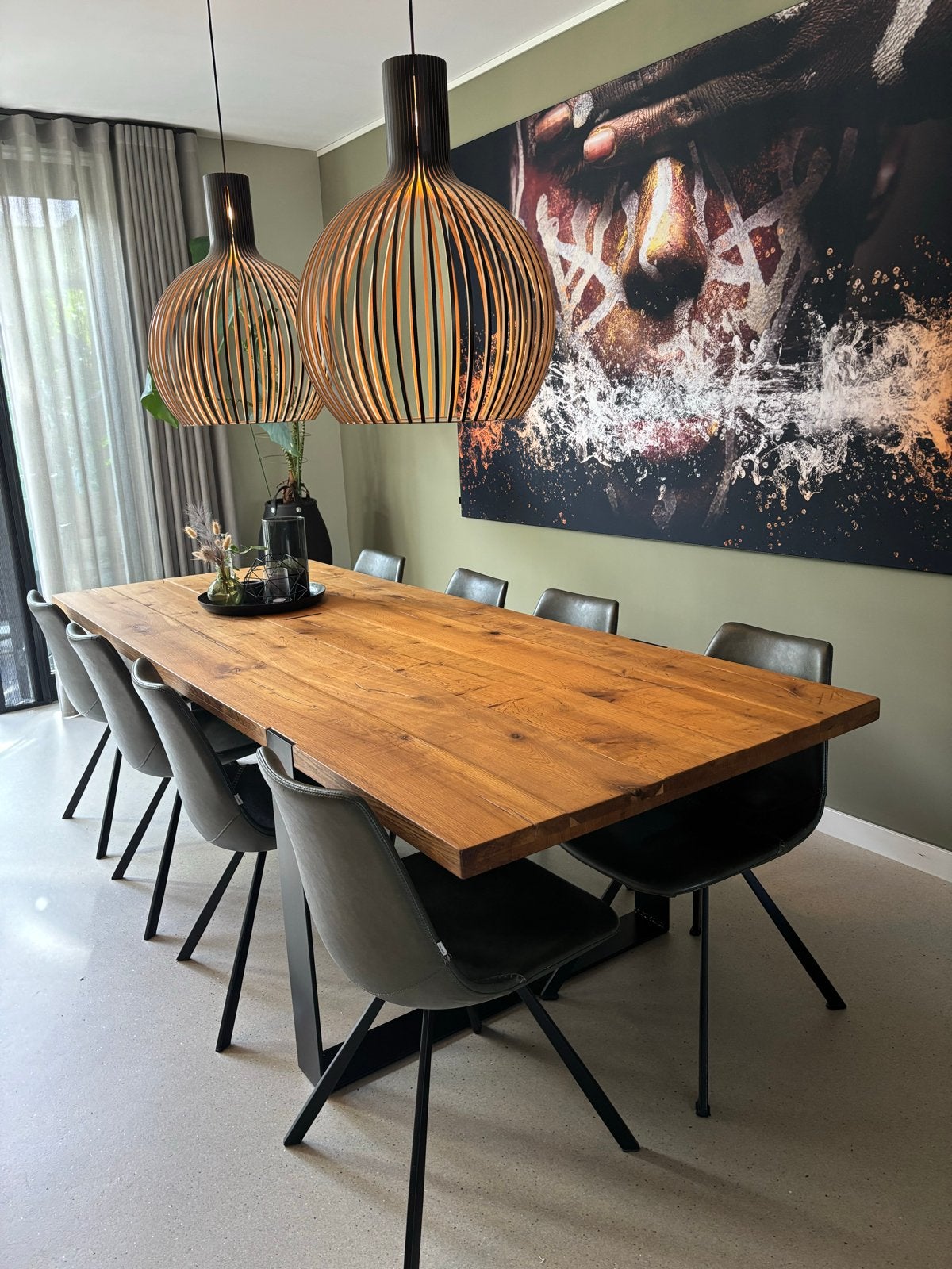 Set van 8 Goossens eetkamerstoelen, model Point - Groen, Huis en Inrichting, Ophalen, Gebruikt, Overige kleuren, Stof