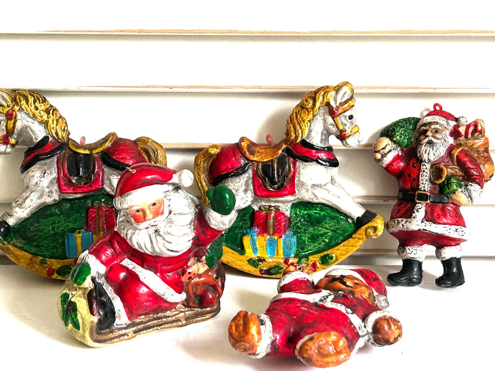 Vijf vintage geblazen kunstof kersthangers ornamenten, Ophalen