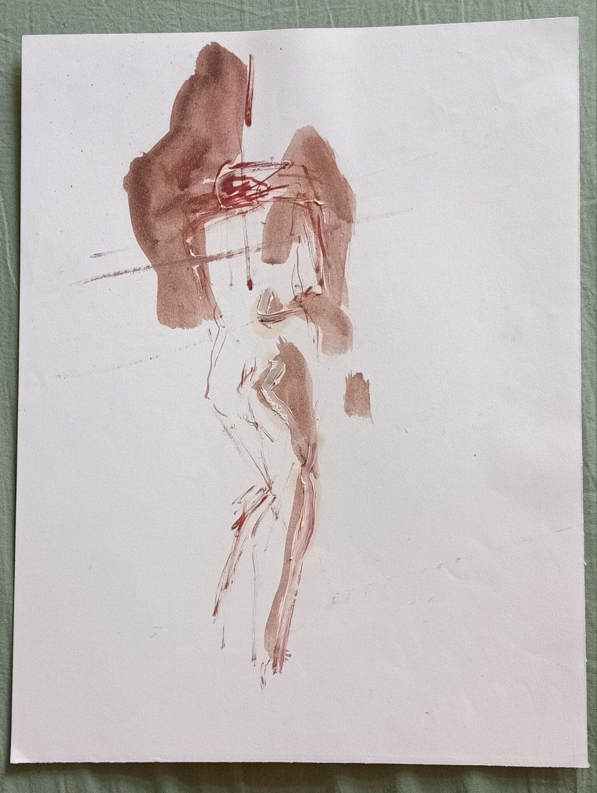 Aquarel en Gouache staand naakt figuur jaren 90, Antiek en Kunst, Ophalen of Verzenden