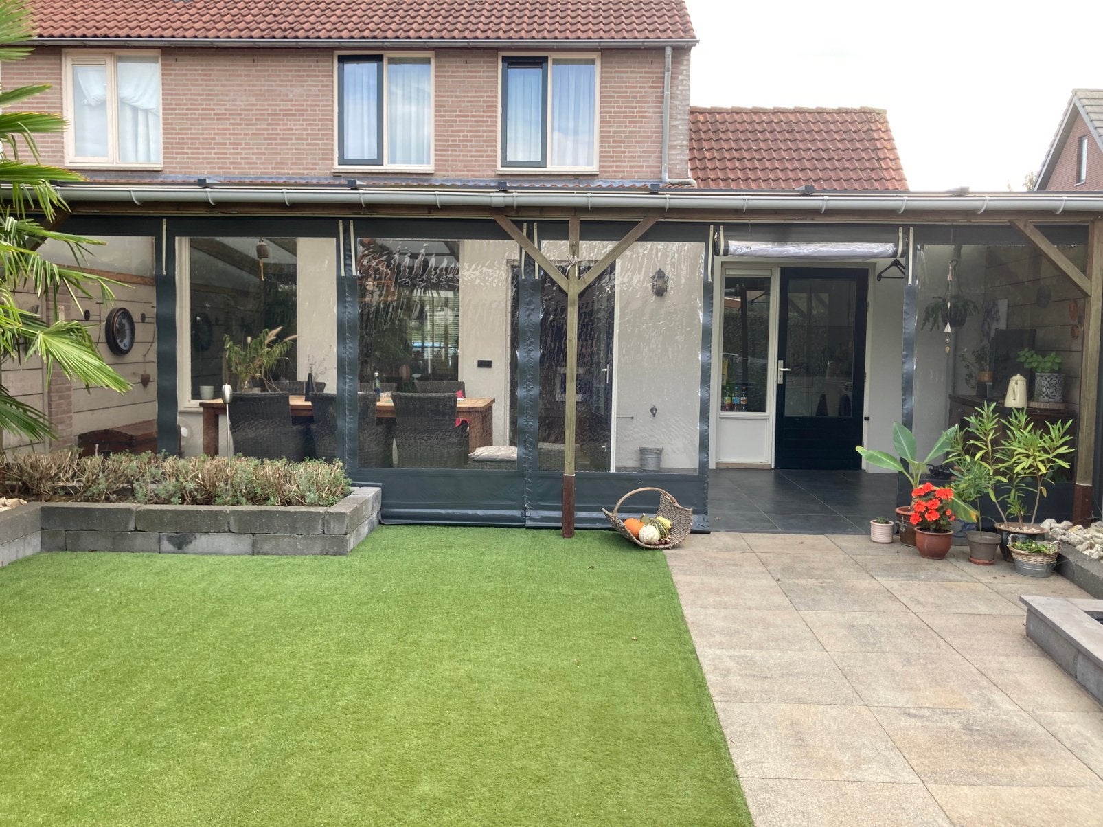Verandazeil antraciet met raam en ritsen, Ophalen, Gebruikt, Veranda