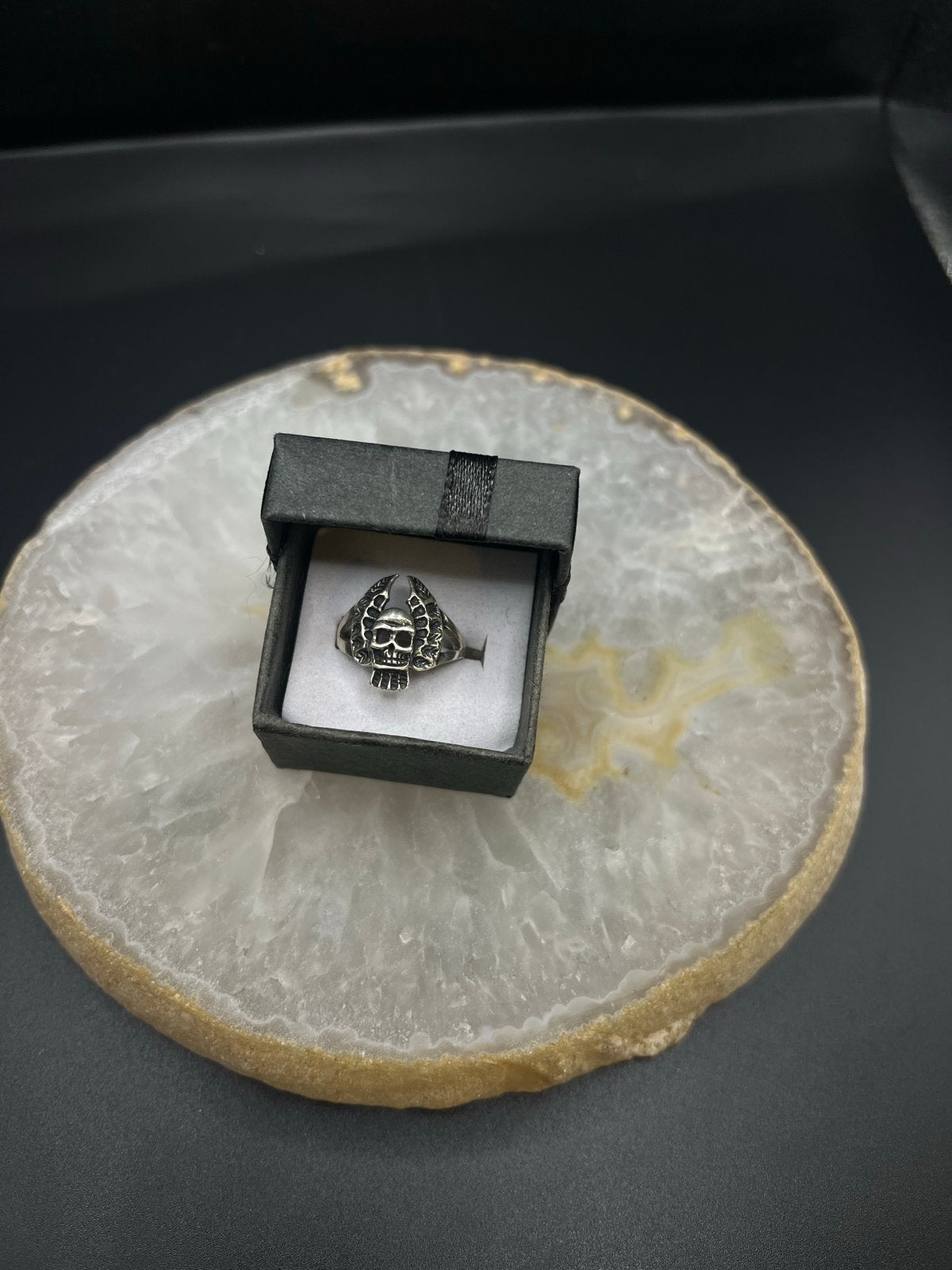 Zilveren ring met doodshoofd, maat 13, Ophalen of Verzenden, X, Dame of Heer, Zilver
