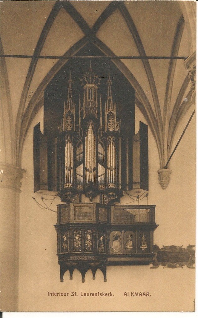 Ansichtkaart Interieur St. Laurenskerk Alkmaar Orgel, Ophalen of Verzenden, 1920 tot 1940, Gelopen, Noord-Holland
