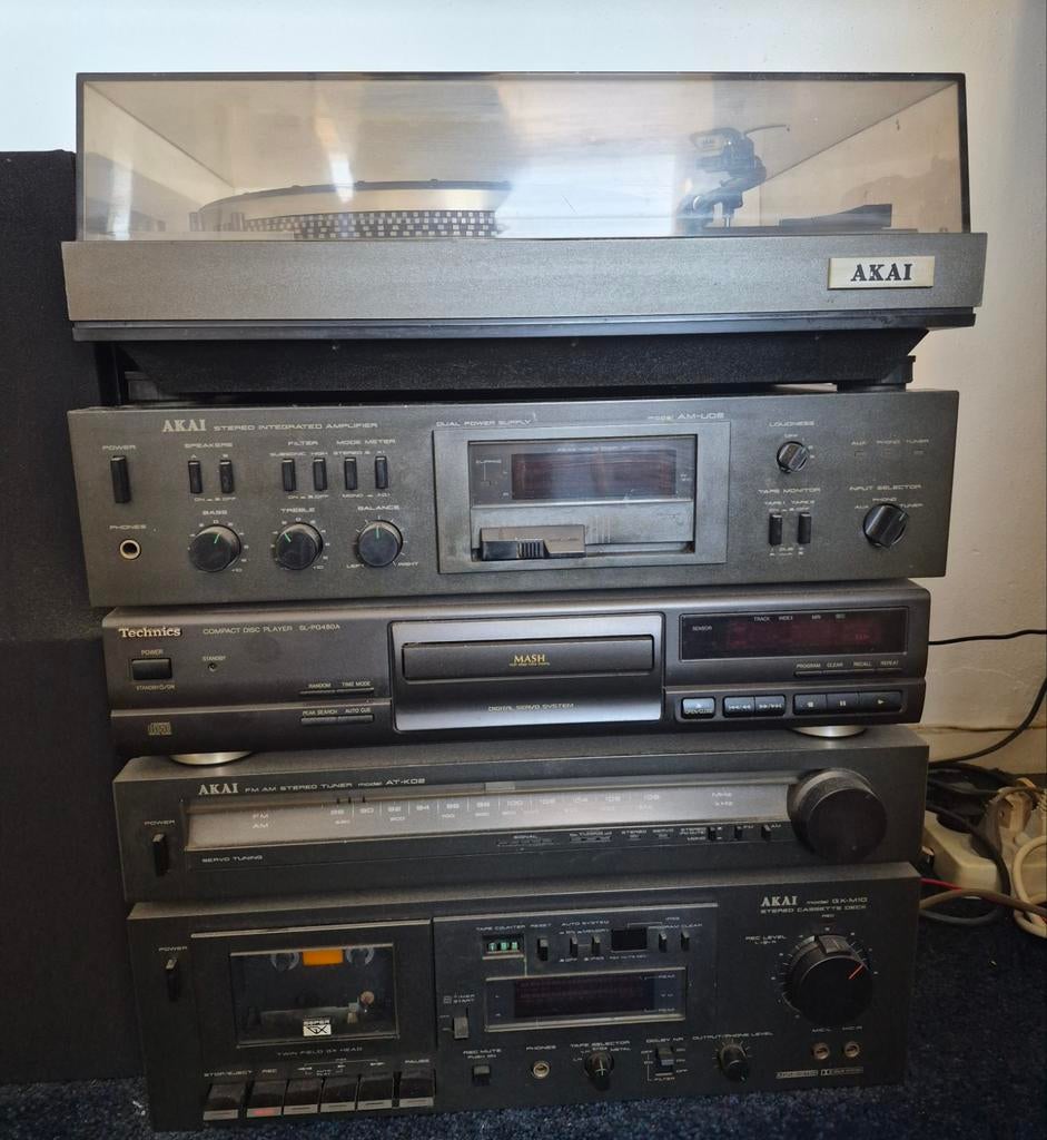 Akai Hifi Set met Technics CD-speler en Speakers, Audio, Tv en Foto, Stereo-sets, Ophalen, Gebruikt, Cassettedeck, Akai