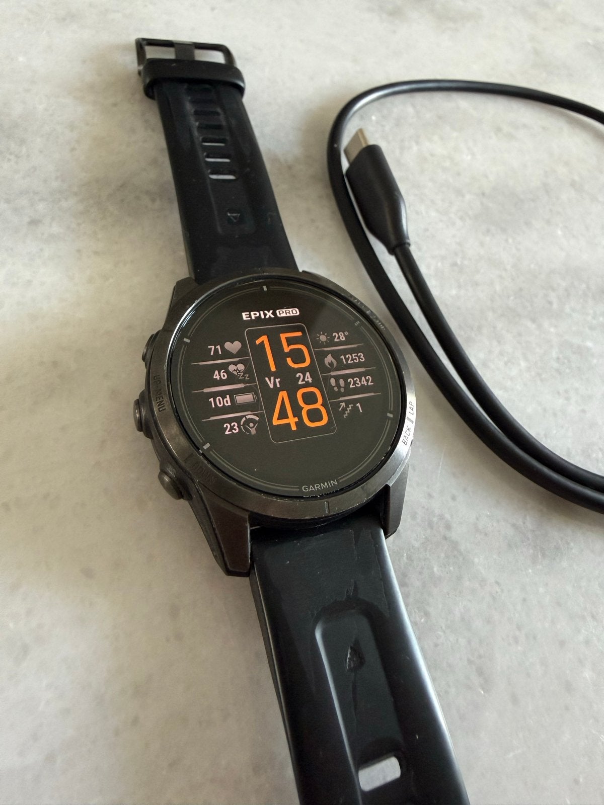 Garmin Epix Pro Gen 2 42mm Sapphire, Sieraden, Tassen en Uiterlijk, Sporthorloges, Ophalen, Gebruikt, Zwart, IOS