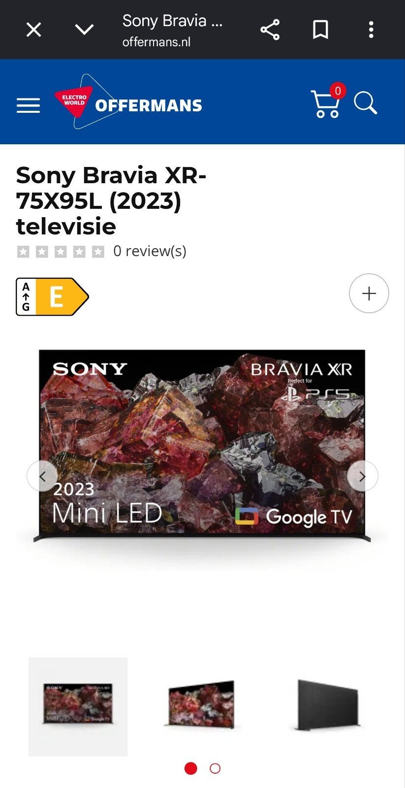 Sony Bravia XR-75X95L nieuw(2023) Mini LED Google TV, LED, Nieuw, 120 Hz, Ophalen of Verzenden