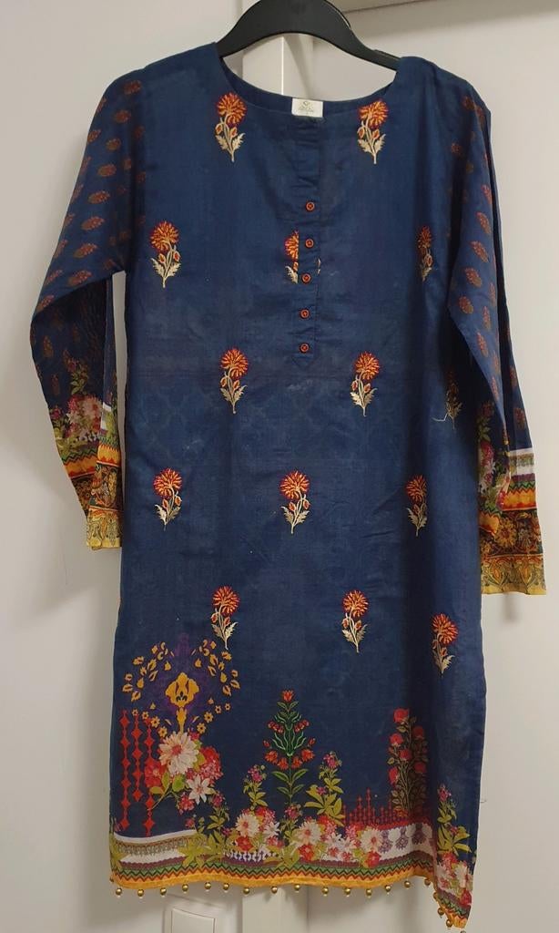 Geborduurde Indiase Kameez Kurta Jurk Tuniek Maat S Katoen, Kleding | Dames, Ophalen of Verzenden, Zo goed als nieuw, Maat 36 (S)