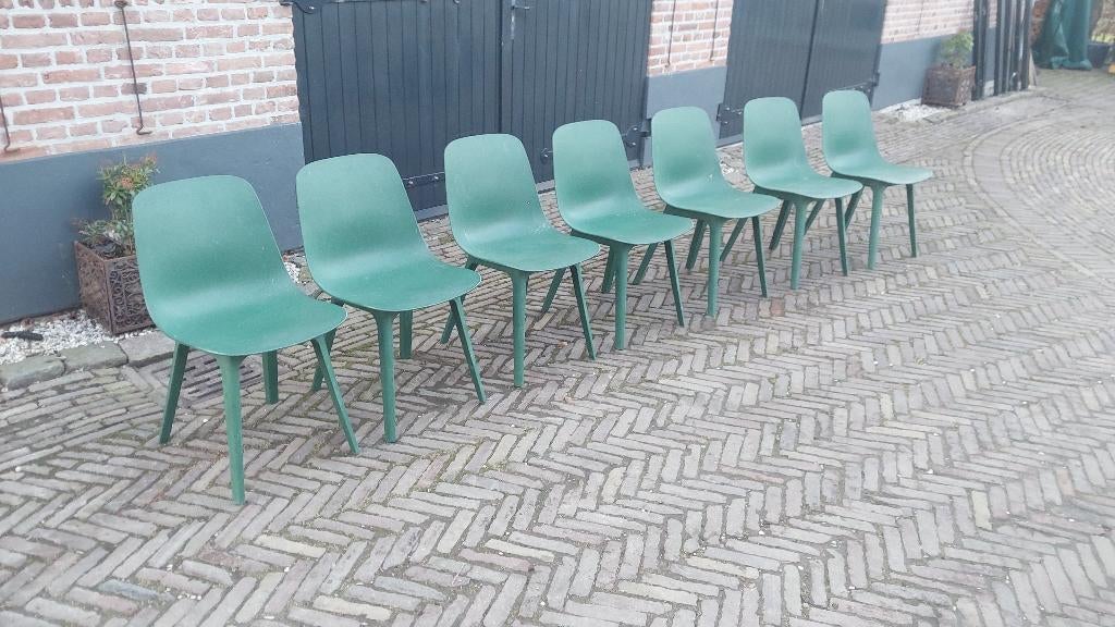 7 kantine stoelen geheel van kunststof, Ophalen, Kunststof, Gebruikt, Overige kleuren