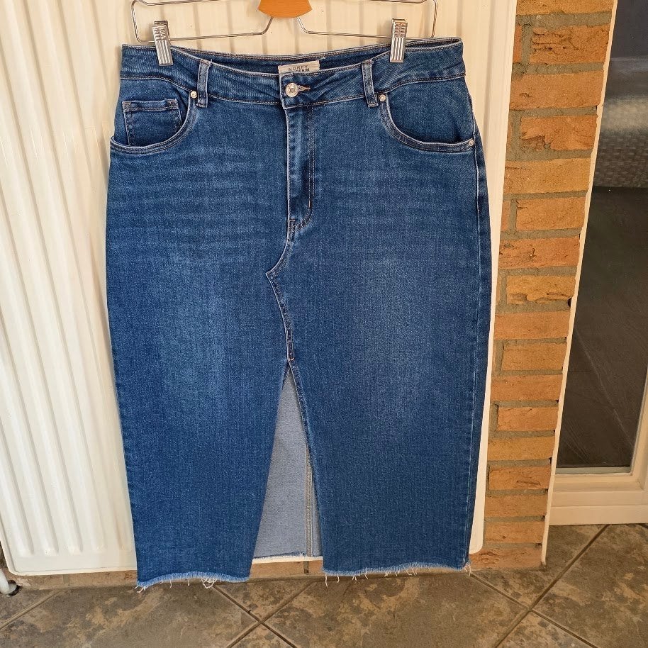 Norfy Denim Spijkerrok Maat 44 - Uitstekende Staat, Blauw, Maat 42/44 (L), Ophalen of Verzenden, Zo goed als nieuw