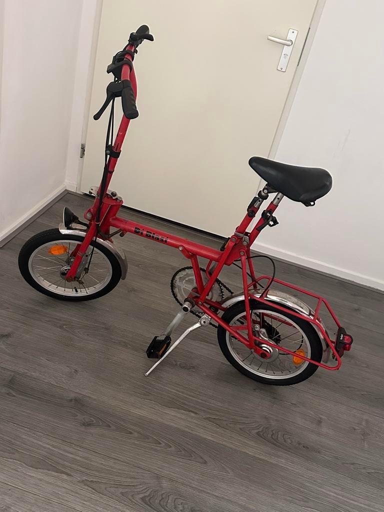 Di Blasi opvouwbare fiets - vintage rood, Fietsen en Brommers, Fietsen | Vouwfietsen, Overige merken, Gebruikt, Velgrem, 16 tot 18 inch