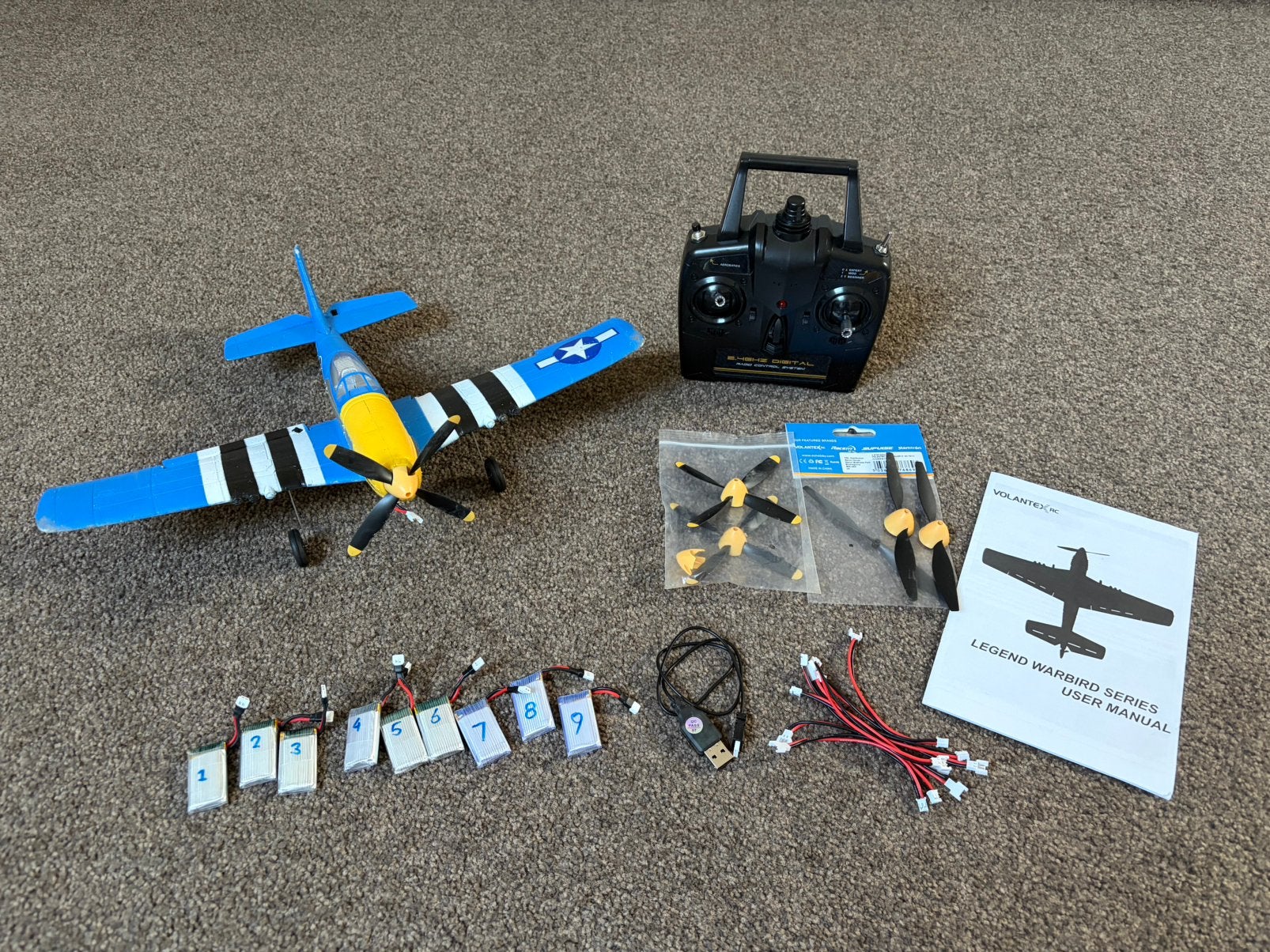 Zeer complete Volantex P51D Mustang V2 400mm, Ophalen of Verzenden, Gebruikt, Elektro, RTF (Ready to Fly)