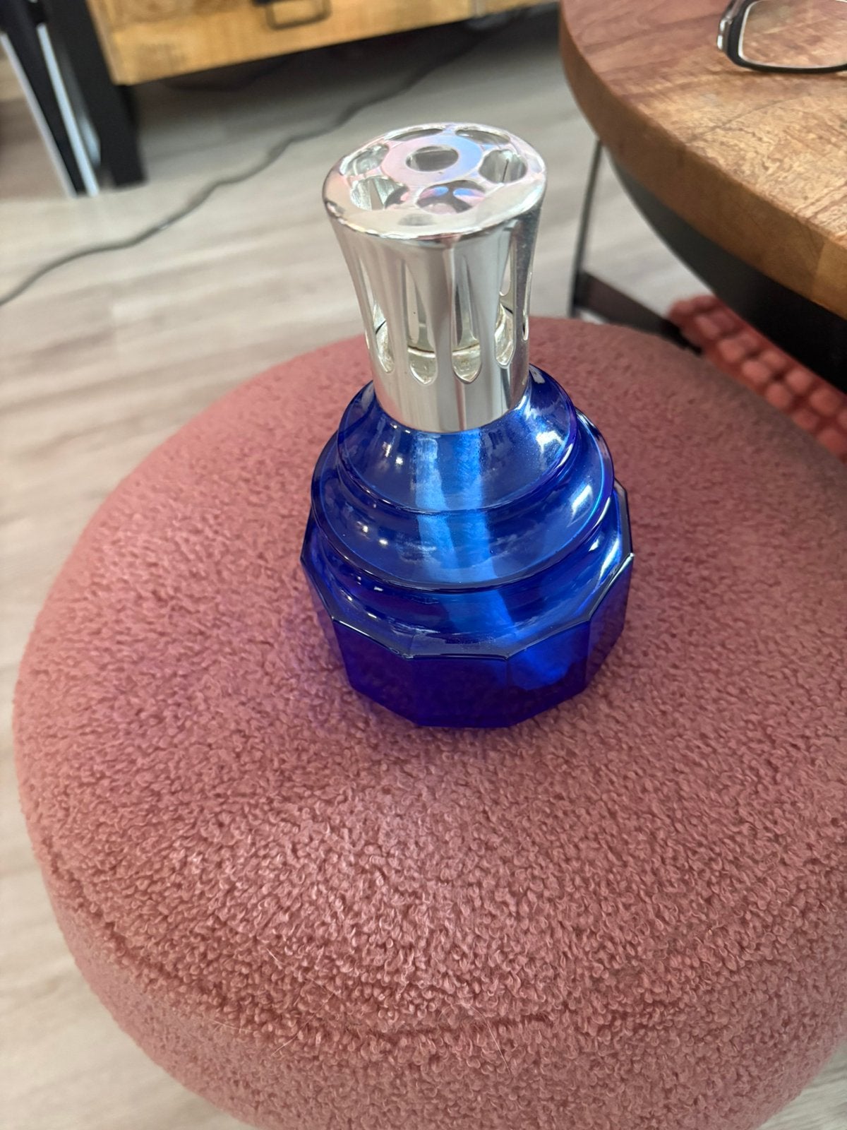 Lampe berger brander blauw, Ophalen, Zo goed als nieuw, Glas, Blauw