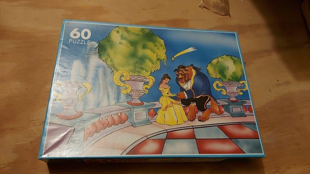 VINTAGE puzzel Belle en het beest, Ophalen of Verzenden, Meer dan 50 stukjes, Zo goed als nieuw
