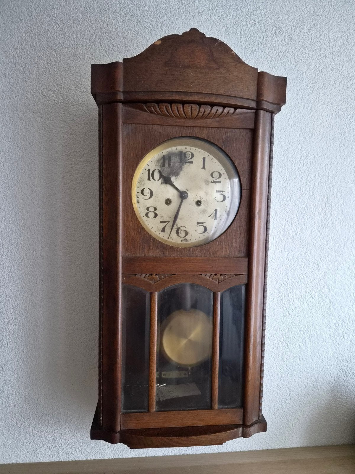 Antieke eiken regulateur / wandklok met slinger, Ophalen