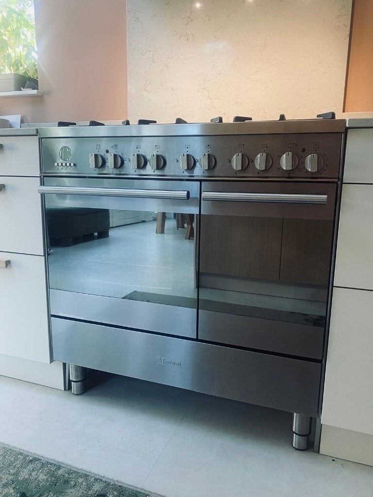 Boretti M-System MTFD-96IX 90cm fornuis 6 gaspitten 2 ovens, Ophalen, Gebruikt, 60 cm of meer, Gas