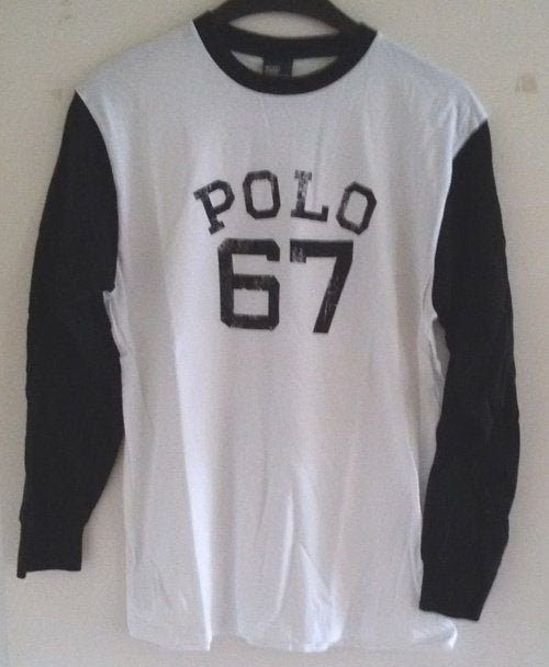Ralph Lauren longsleeve wit/zwart maat 152/158 NIEUW, Nieuw, Ophalen of Verzenden, Shirt of Longsleeve, Jongen