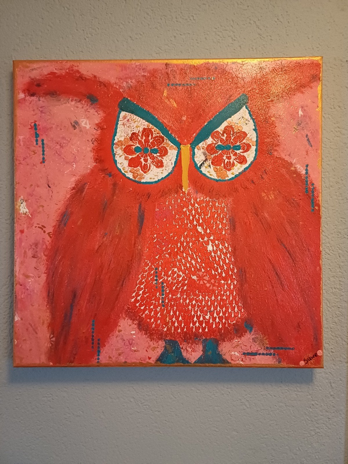 Uil schilderij acryl 50x50 cm, Ophalen, 50 – 75, Oorspronkelijke maker, Nieuw