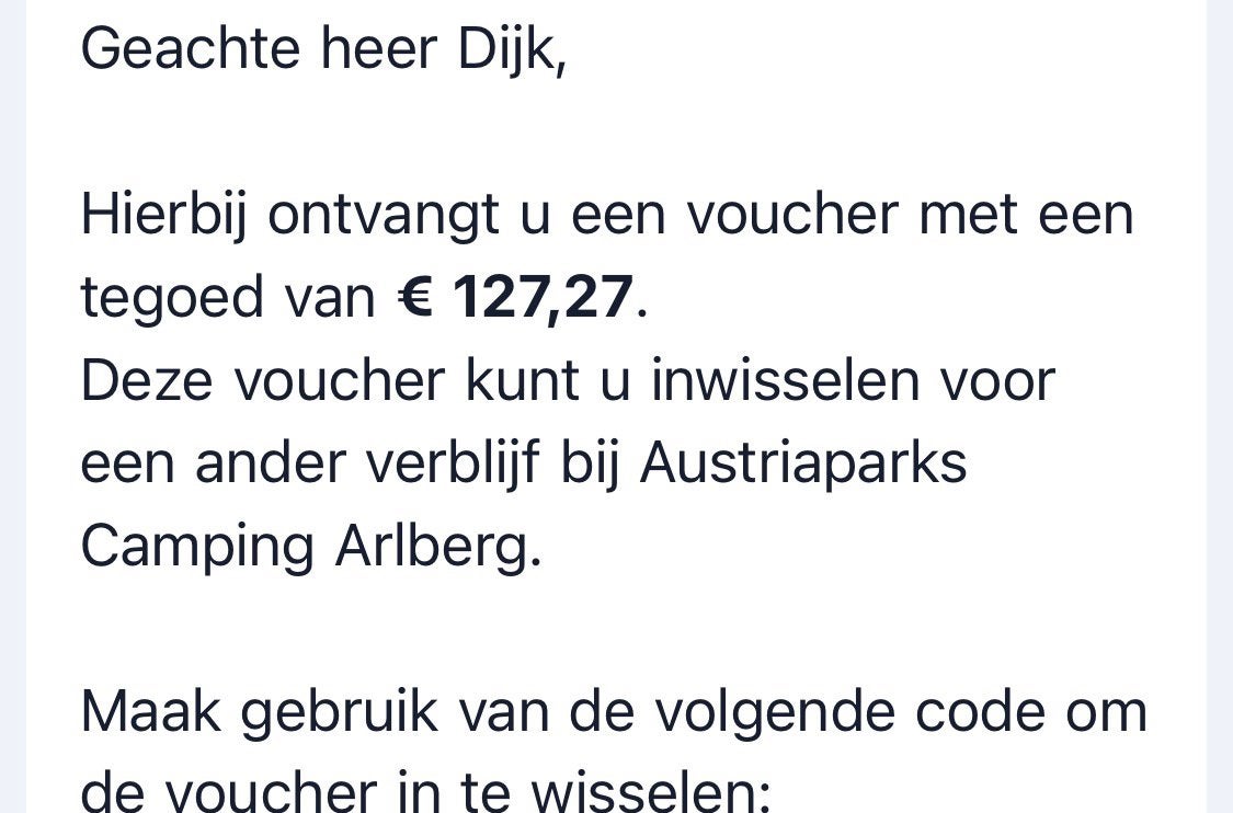 Voucher camping Oostenrijk, Eén persoon, Kortingsbon