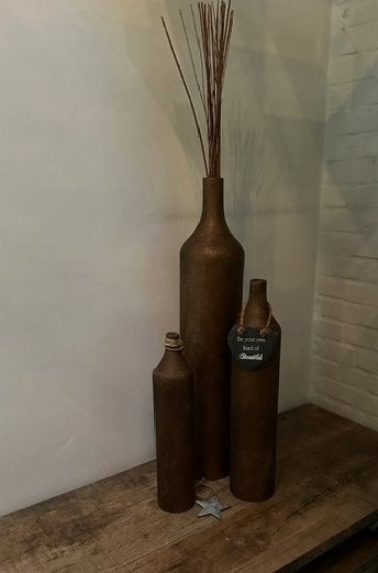 Drie hele mooie hoge vazen brons / goud 40/50/70 cm hoog !, Ophalen, Matte afwerking, Zo goed als nieuw, Steen/keramiek