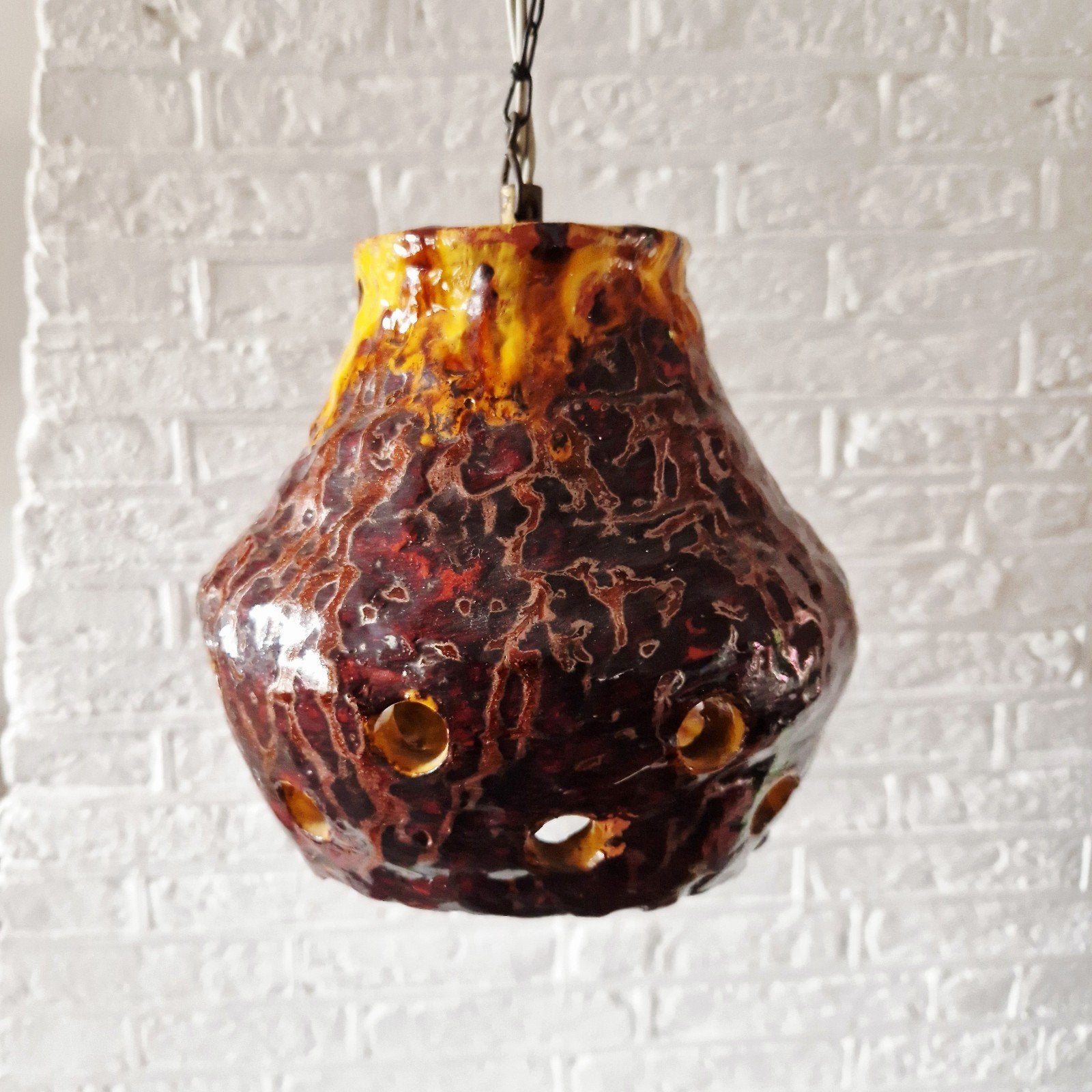 Vintage hanglamp jaren 70, Ophalen of Verzenden, Keramiek