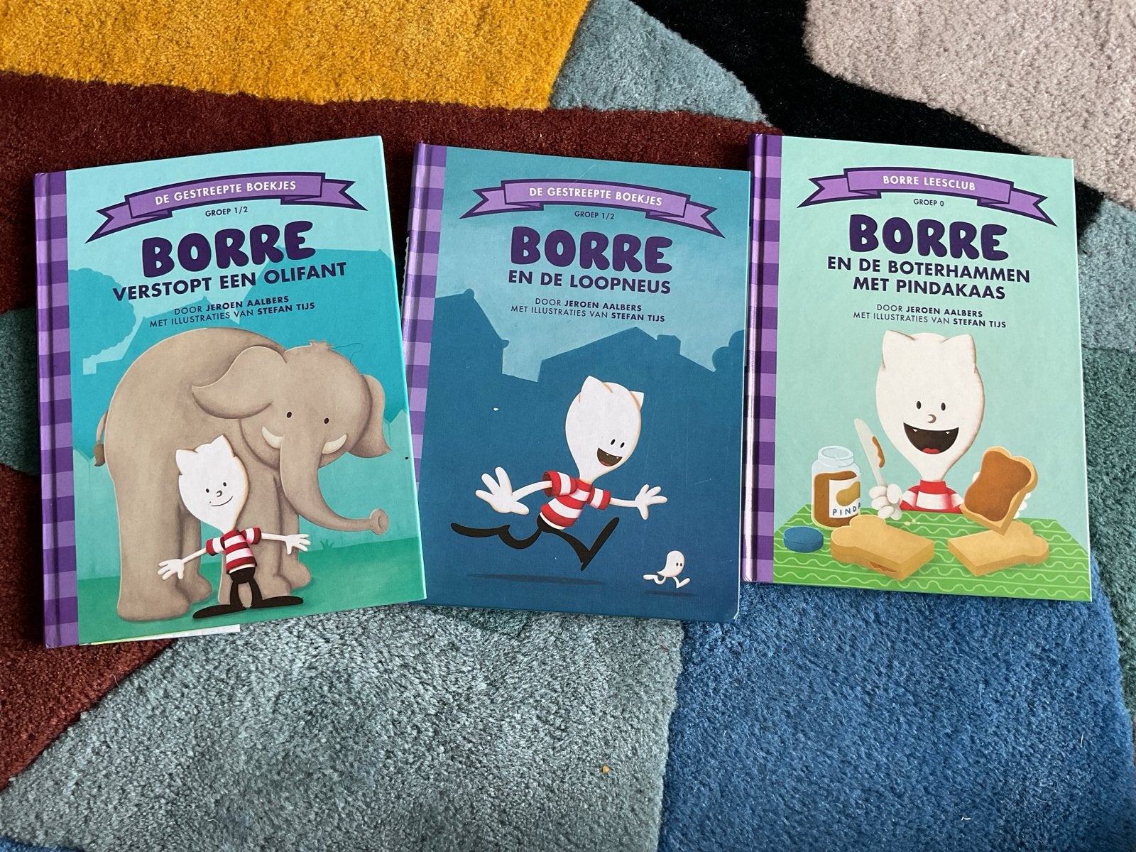 3 Borre boekjes: Verstopt een olifant, Loopneus, Pindakaas, Boeken, Ophalen, Gelezen, Fictie algemeen