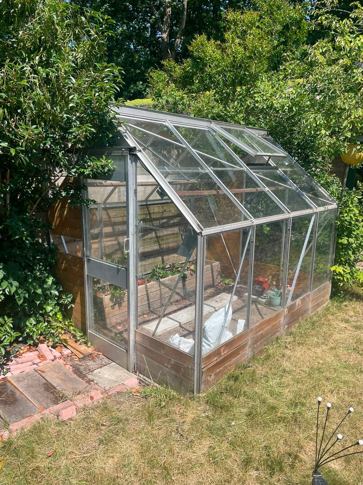 Glazen Kweekkas met aluminium frame, Tuin en Terras, Ophalen, Gebruikt, Kweekkas, Glas