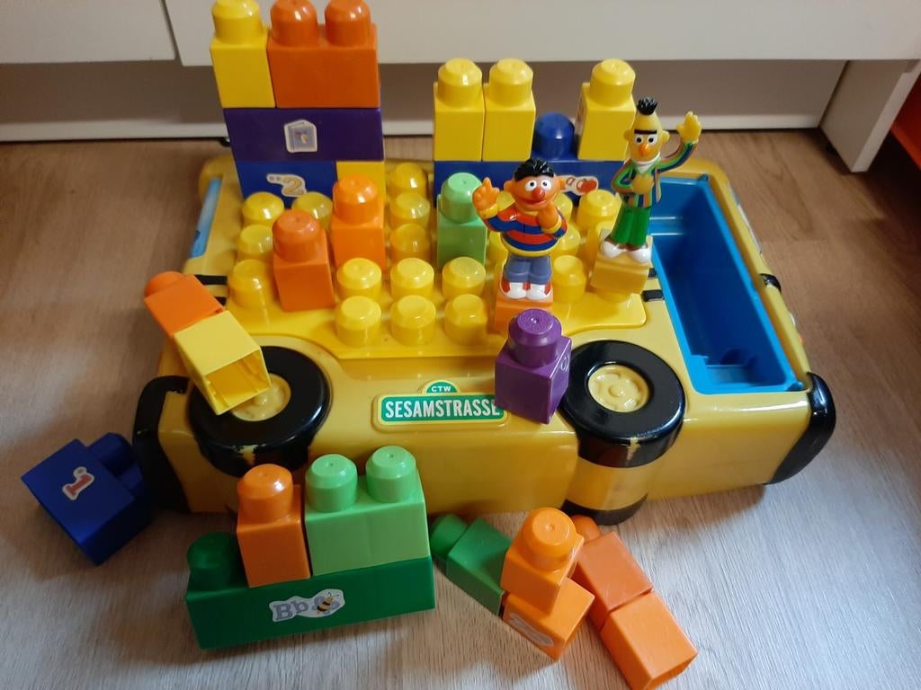 Sesamstraat mega bloks schoolbus bus, Ophalen of Verzenden, Zo goed als nieuw