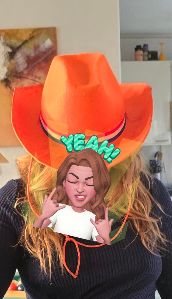 Oranje cowboyhoed, Ophalen of Verzenden
