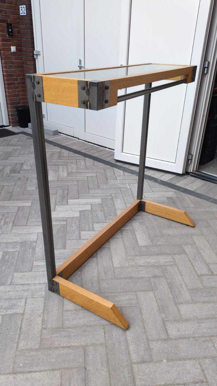 Stevig kledingrek met glasplaat - Industrieel design, Ophalen, Gebruikt