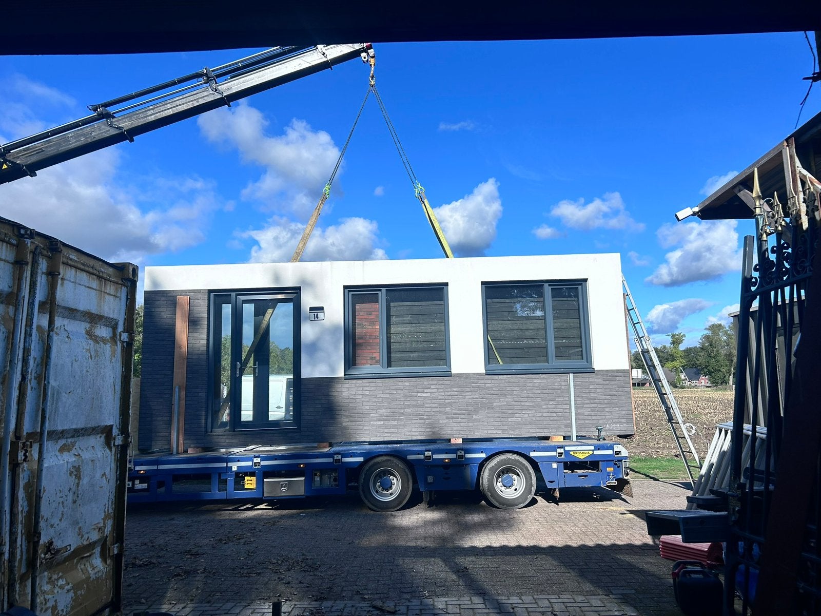 Prefab wanden 8x3m, Doe-het-zelf en Verbouw, Ophalen, 25 tot 50 mm, Overige typen, Zo goed als nieuw
