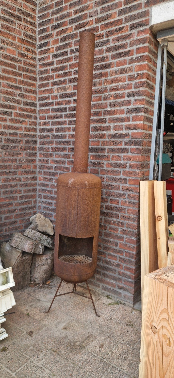 Robuuste buitenkachel van 3.5mm staal - 216cm hoog, Ophalen