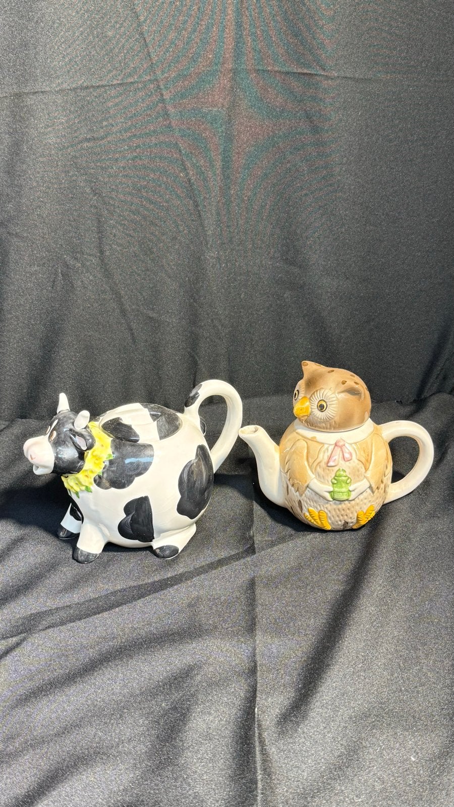 Vintage Theepot Set: Koe & Uil - Unieke Collectie, Theepot/fluitketel, Gebruikt, Ophalen of Verzenden, Steen/keramiek