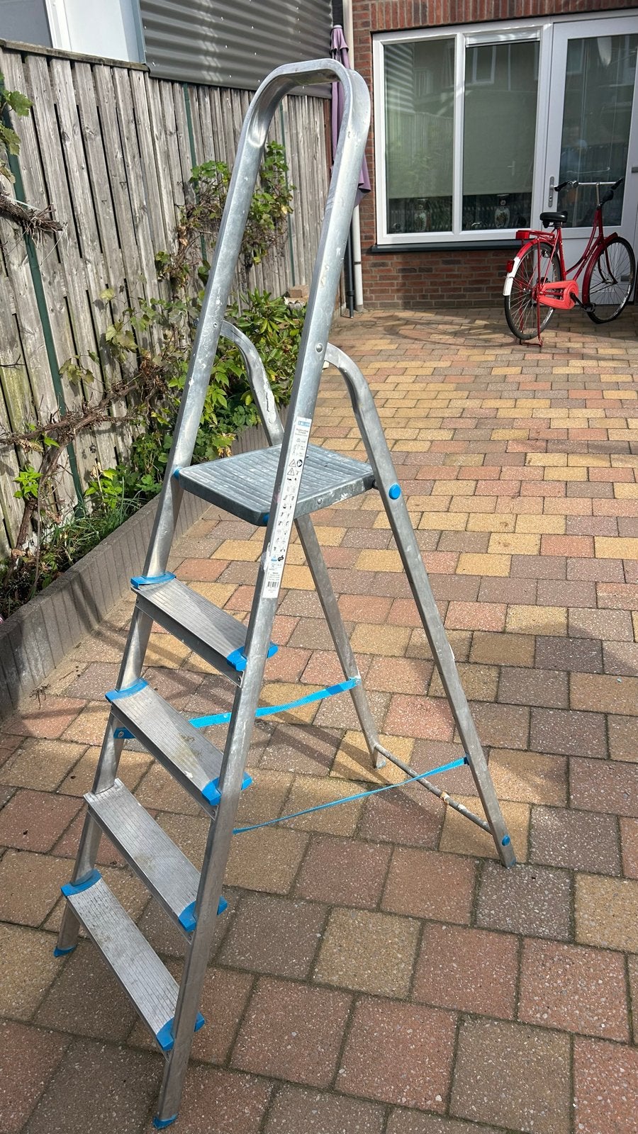 XCELSIOR Huishoudtrap 5 treden - Stevig aluminium, Ophalen of Verzenden, Gebruikt, Trap, Minder dan 2 meter