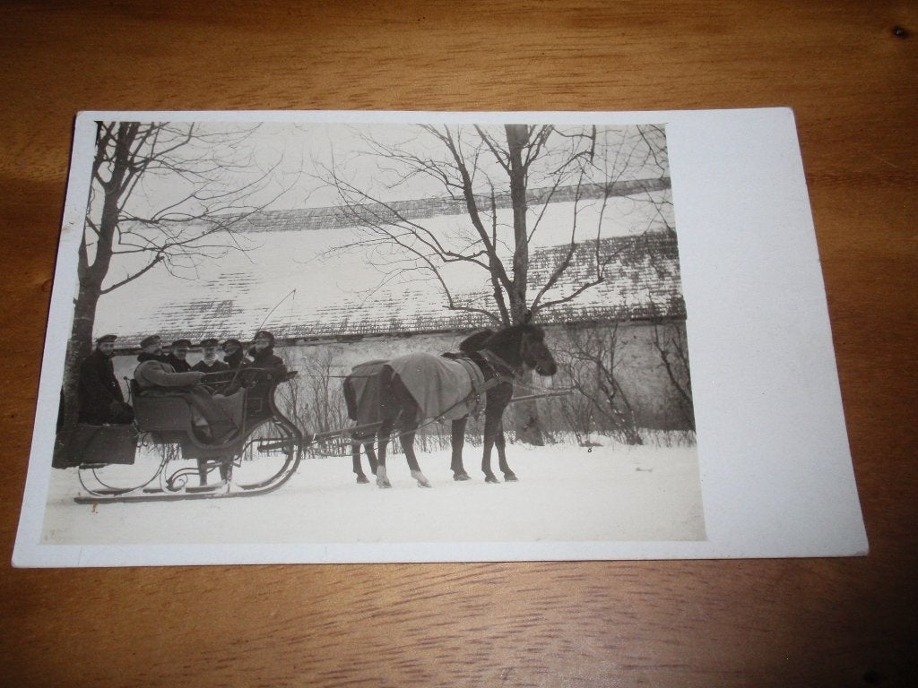 Fotokaart Paard en slee in de sneeuw Winter Arrenslee, Verzenden, Voor 1920, Ongelopen, Voertuig