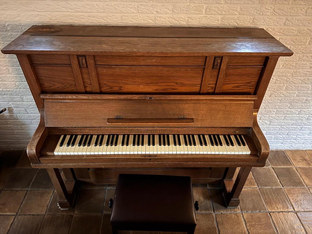 Gustav Fiedler piano uit 1904 met ivoren toetsen, Ophalen, Gebruikt, Bruin, Piano