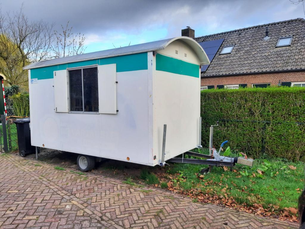 schaftkeet schaftwagen bouwkeet snelverkeerpipowagen kantoor, Snelverkeer, Bouwkeet, Ophalen of Verzenden, Gebruikt