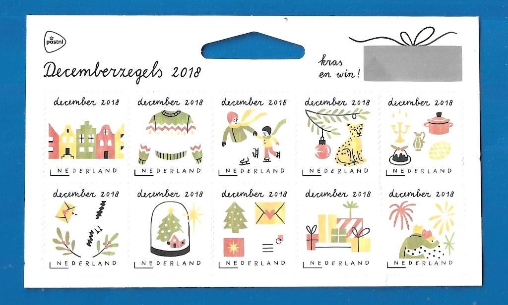 NVPH 3698-3707 1/2 vel Decemberzegels 2018 (bovenste), Postzegels en Munten, Postzegels | Nederland, Verzenden, Na 1940, Postfris