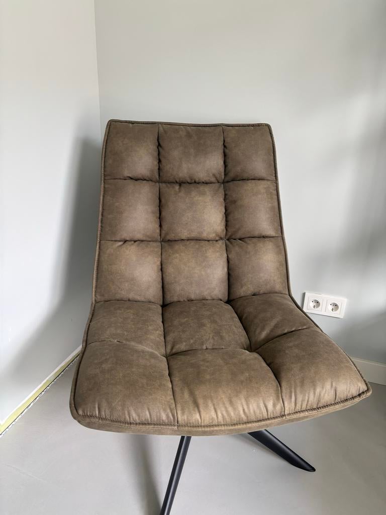 WOOOD Jouke Draaifauteuil Leerlook Groen, Ophalen, Zo goed als nieuw