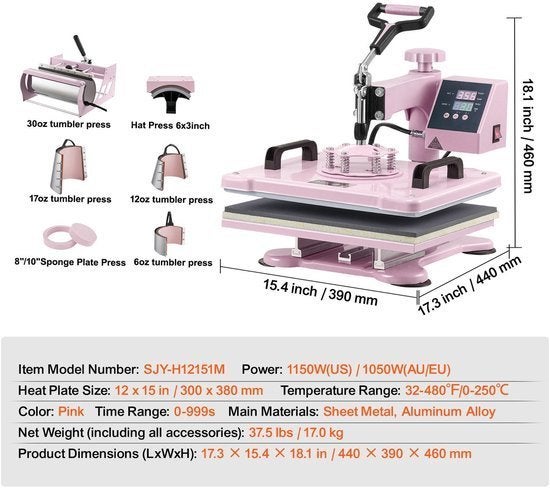 Warmtepers – Transferpers – Textielpers – Mokkenpers, Corvance B.V., Verzenden, Nieuw, Corvancebol@gmail.com